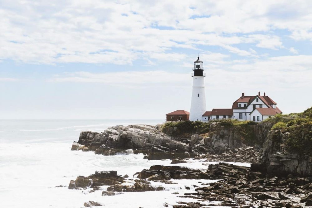 White Portland Head Light on the Maine coast