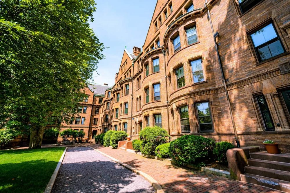 Famed brick buildings at Harvard University in Massachusetts