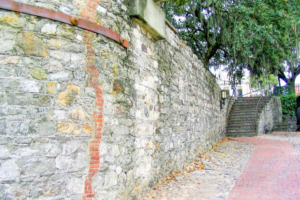 Brick wall in Savannah Historic District, Georgia